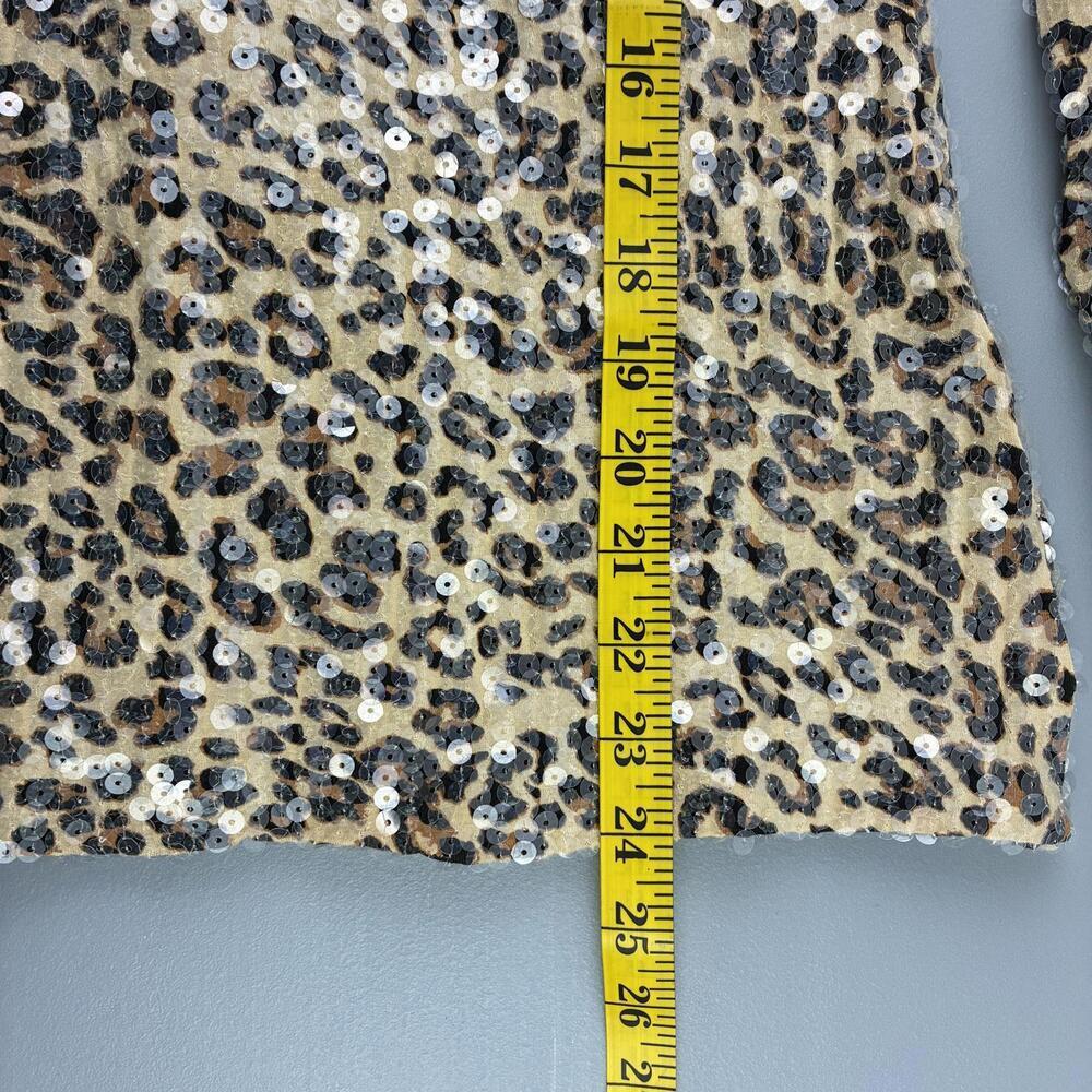 Boston Proper Leopard Print Sequin Long Sleeve Mockneck Top, M - Picture 9 of 10